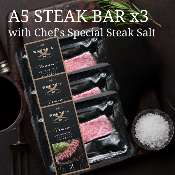 [Special Bundle] WAGYU-X | MIYAZAKI A5 STEAK-BAR (200g)x3 ＋ Chef’s Special Steak Salt