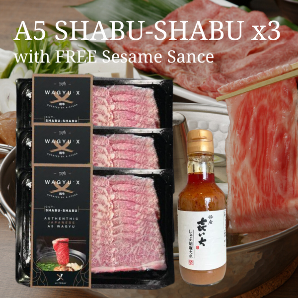 [Special Bundle] WAGYU-X | A5 しゃぶしゃぶ: SHABU-SHABU (200g) x3 with FREE Sesame Sauce