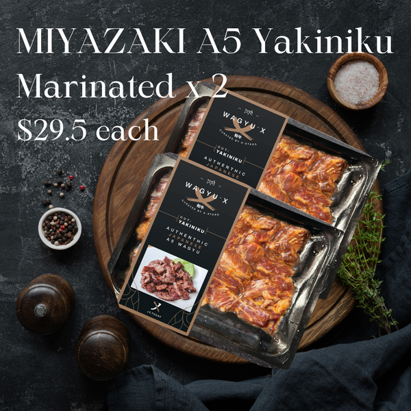 WAGYU-X | MIYAZAKI A5 焼肉(味付): YAKINIKU Marinated  (200g x 2 pieces) - $29.5 each