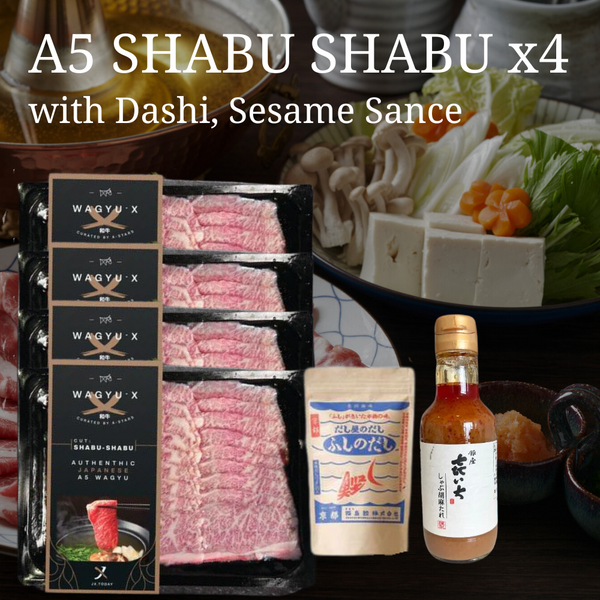 [Deluxe Bundle] A5 WAGYU Shabu Shabu x4, Dashi with FREE Sesame Sauce